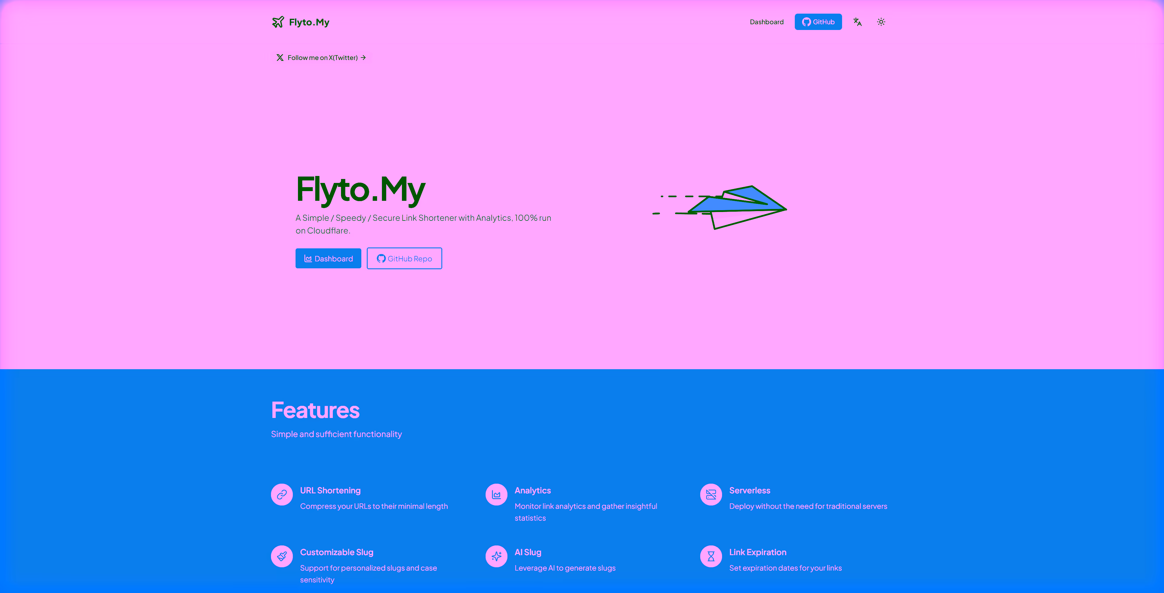 Flyto.my - Link Shortener - website project by Green Computer Systems