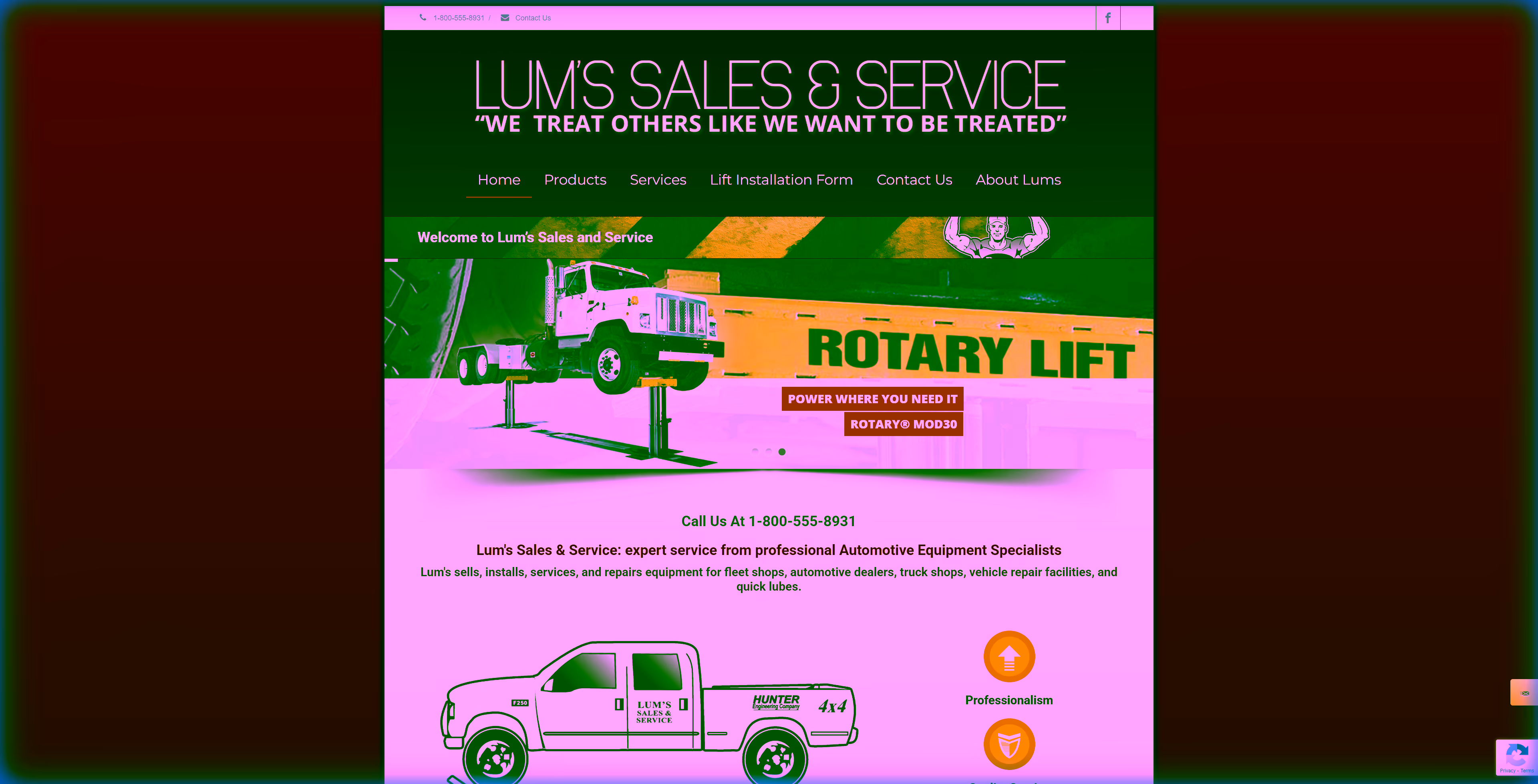 Lums Sales and Service - website project by Green Computer Systems