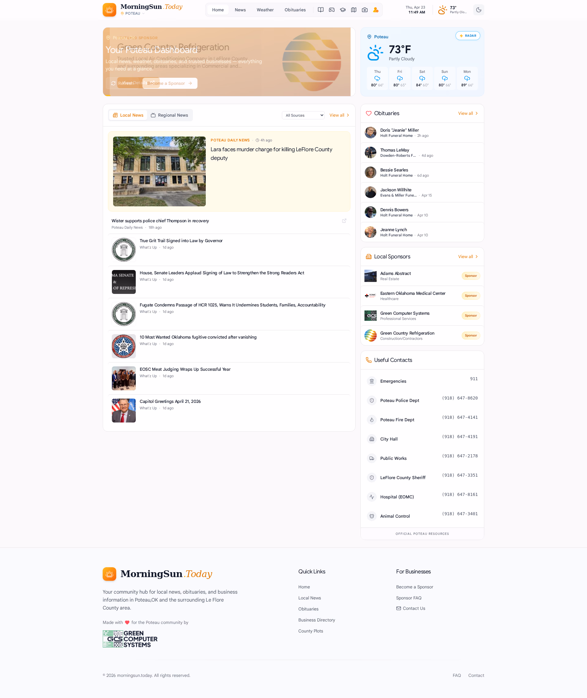 Morning Sun Today - website project by Green Computer Systems