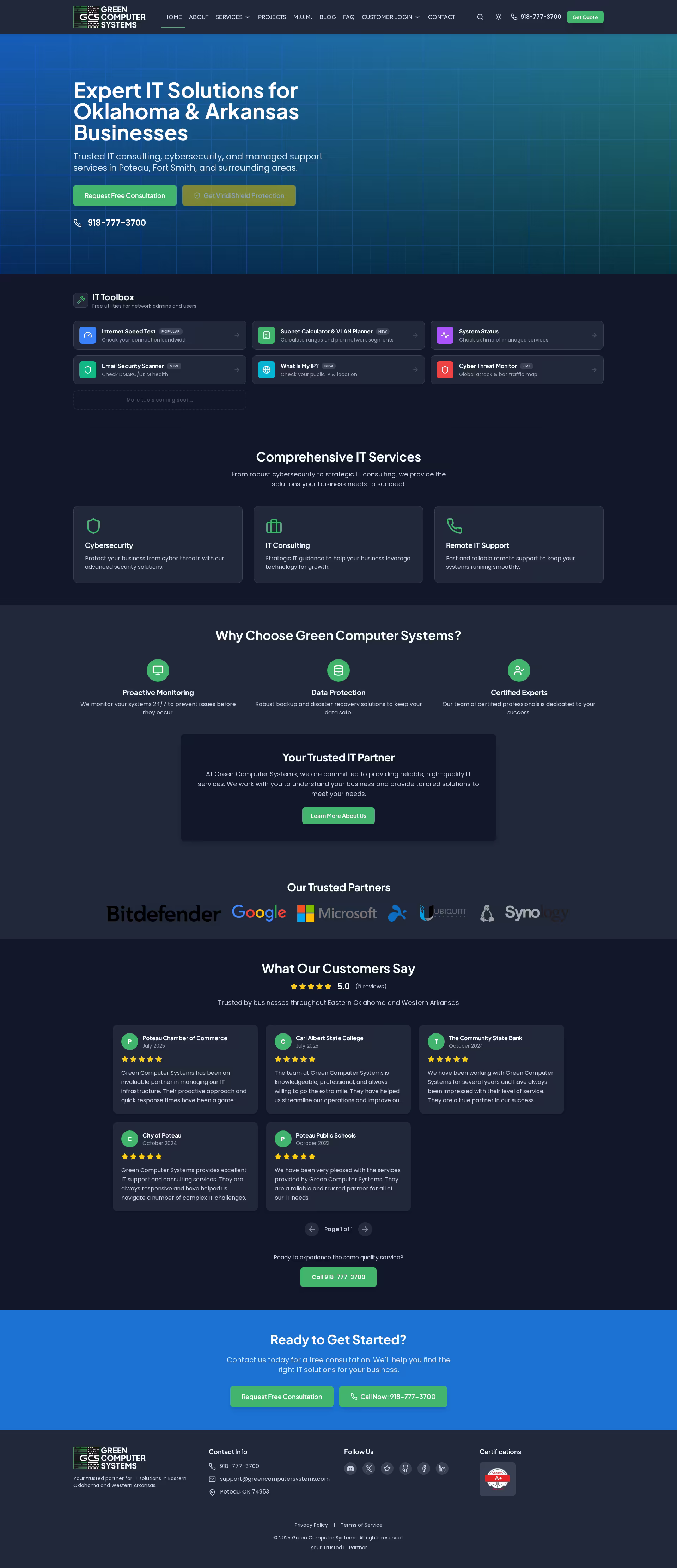 GCS Website - website project by Green Computer Systems